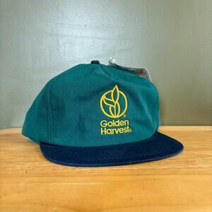 Vintage Golden Harvest Teal Navy Blue Winter Earflap Snapback Hat